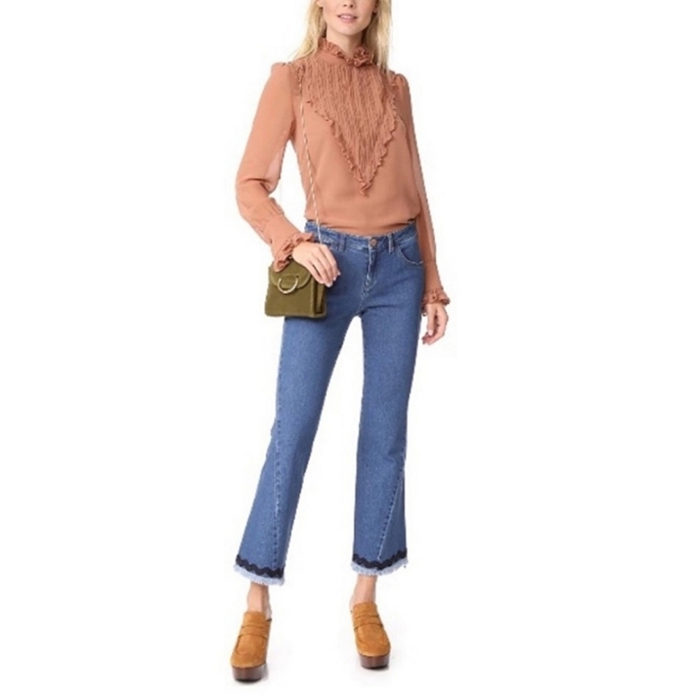 See by Chloe Blue Flare Jeans in Shody Cobalt Color